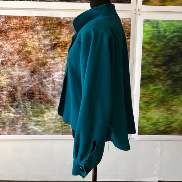Turquoise Wool sleeved cape jacket - Picture 7 of 13